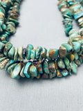 Superior Vintage Native American Navajo Green Turquoise Hiehsi Sterling Silver Necklace-Nativo Arts