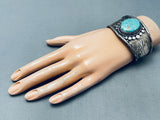 One Of The Best Vintage Navajo Carico Lake Turquoise Sterling Silver Bracelet-Nativo Arts