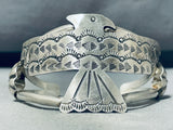 Authentic Native American Navajo Sterling Silver Eagle Bracelet-Nativo Arts