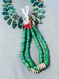 Early Very Rare Vintage Native American Navajo Cerrillos Turquoise Jacla Necklace Old
