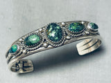 Important Tommy Yazzie Vintage Native American Navajo Damale Turquoise Sterling Silver Bracelet-Nativo Arts