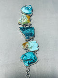 The Chunkiest Vintage Native American Navajo Turquoise Link Sterling Silver Bracelet-Nativo Arts