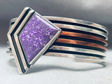 One Of The Most Unique Ever Vintage Native American Navajo Charoite Sterling Silver Bracelet-Nativo Arts