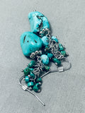 Chunks Of Turquoise Vintage Native American Navajo Sterling Silver Earrings-Nativo Arts