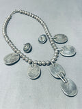 Rare Carviso Family Vintage Native American Navajo Turquoise Sterling Silver Necklace-Nativo Arts