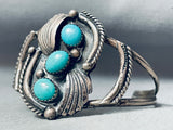 Amazing Vintage Native American Navajo Dome-shaped Turquoise Sterling Silver Wing Bracelet-Nativo Arts