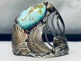 One Of The Coolest Vintage Native American Navajo Turquoise Sterling Silver Leaf Bracelet-Nativo Arts