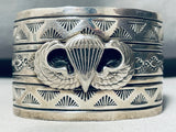 Us Army Airborne Vintage Native American Navajo Very Rare Sterling Silver Bracelet Cuff-Nativo Arts