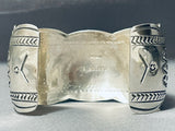 Wolfpack Detailed Native American Navajo Handmade Sterling Silver Bracelet Cuff-Nativo Arts