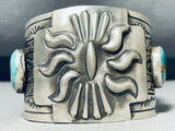 Native American 127 Gram Concho Hand Wrought Sterling Silver Turquoise Bracelet-Nativo Arts