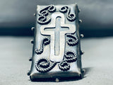One Of The Best Ever Vintage Native American Navajo Cross Sterling Silver Ring-Nativo Arts