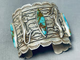 Colossal Native American Navajo 3 Royston Turquoise 4 Sterling Silver Gekkos Bracelet-Nativo Arts