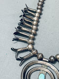 Late 1800's Early 1900's Vintage Native American Navajo Turquoise Squash Blossom Necklace-Nativo Arts