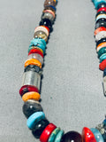 Tommy Rose Singer Native American Navajo Turquoise Coral Lapis Sterling Silver Necklace-Nativo Arts