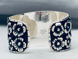 Bees And Flowers Massive Vintage Sterling Silver Bracelet Cuff-Nativo Arts
