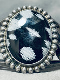 Night Snowfall Vintage Native American Navajo Sterling Silver Signed Bracelet-Nativo Arts