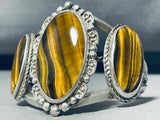 The Best Vintage Native American Navajo Tiger's Eye Sterling Silver Bracelet Cuff-Nativo Arts