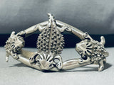 Detailed Native American Navajo Sterling Silver Toad Bracelet-Nativo Arts