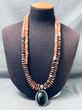 Herm Lee Best Vintage Navajo Shell Jet Sterling Silver Necklace-Nativo Arts
