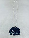 Unforgettable Vintage Native American Zuni Jet Bear Fetish Sterling Silver Neckace-Nativo Arts