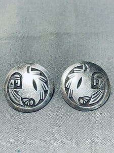 Outstanding Vintage Native American Navajo Sterling Silver Earrings-Nativo Arts