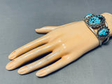 One Of Best Vintage Native American Navajo Spiderweb Morenci Turquoise Sterling Silver Bracelet-Nativo Arts
