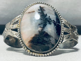 Misty Midnight!! Vintage Native American Navajo Agate Sterling Silver Bracelet Old-Nativo Arts