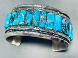 Carol Ann Vintage Native American Navajo Turquoise Row Inlay Sterling Silver Bracelet-Nativo Arts