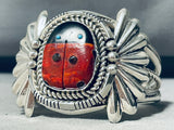 Ladybug!!!!!!! Vintage Native American Navajo Sterling Silver Flank Bracelet-Nativo Arts
