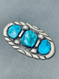 Important Vintage Native American Navajo Ben Touchine Turquoise Sterling Silver Pendant Pin