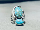 Sparkling Vintage Native American Navajo Spiderweb Turquoise Sterling Silver Ring-Nativo Arts