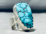 One Of The Biggest Best Vintage Native American Navajo Spiderweb Turquoise Sterling Silver Ring!-Nativo Arts