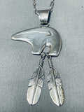 Exceptional Vintage Native American Navajo Sterling Silver Bear Necklace-Nativo Arts
