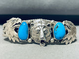 Animal Kingdom Vintage Native American Navajo Turquoise Sterling Silver Bracelet-Nativo Arts