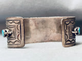 Chain Link Vintage Native American Navajo Turquoise Sterling Silver Bracelet-Nativo Arts
