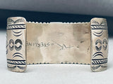 Signed Vintage Native American Navajo Blue Diamond Turquoise Sterling Silver Bracelet-Nativo Arts