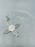 Fabulous Native American Navajo Red Mountain Turquoise Sterling Silver Zia Necklace-Nativo Arts