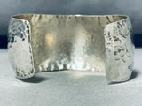 Impressive Native American Navajo Signed Hammered Sterling Silver Gigantic Bracelet-Nativo Arts