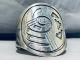 Happy Face Vintage Native American Navajo Sterling Silver Wave Bracelet Cuff Old-Nativo Arts