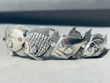 Native American School Of Fish Vintage Sterling Silver Southwest Bracelet Cuff-Nativo Arts