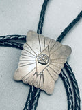 Traditional Vintage Native American Navajo Sterling Silver Handcarved Bolo-Nativo Arts