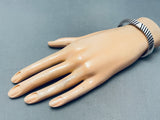Thicker Serrated Vintage Native American Navajo Sterling Silver Bracelet Cuff-Nativo Arts