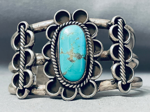 Vintage Navajo★ turquoise silverbracelet Heavy 67 Gram Vintage Native American Navajo Turquoise Sterling
