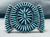 Exquisite Vintage Native American Zuni Needlepoint Turquoise Sterling Silver Bracelet-Nativo Arts