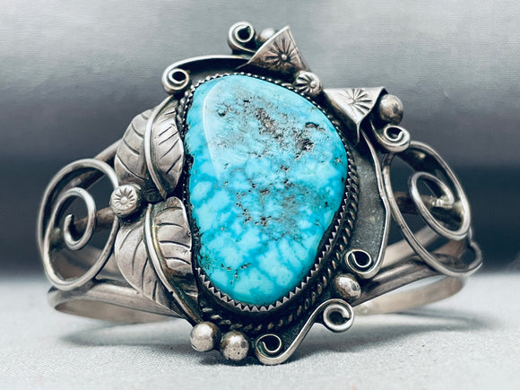 Museum Vintage Native American Navajo Carico Lake Turquoise Sterling Silver Bracelet Old-Nativo Arts