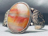 One Of The Best Ever Vintage Native American Navajo Petrified Wood Sterling Silver Bracelet