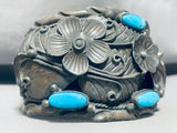 Flowers Of Ecstasy!! Vintage Navajo Turquoise Sterling Silver Bracelet-Nativo Arts