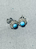Marvelous Vintage Native American Navajo Sleeping Beauty Turquoise Sterling Silver Earrings-Nativo Arts