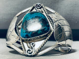 Superb!! Vintage Native American Navajo Turquoise Sterling Silver Flank Bracelet Old-Nativo Arts