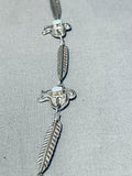 Opal Feather Horse!! Vintage Native American Navajo Sterling Silver Necklace-Nativo Arts